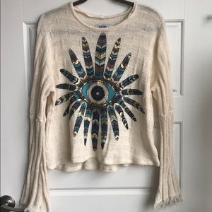 NWT! Lauren Moshi ivory crop print sweater